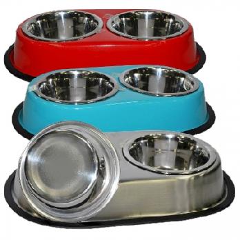Pets Friend Stainless Steel Large Dog Double Diner Bowl